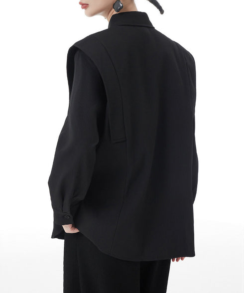 Wing Shoulder Corduroy Blouse